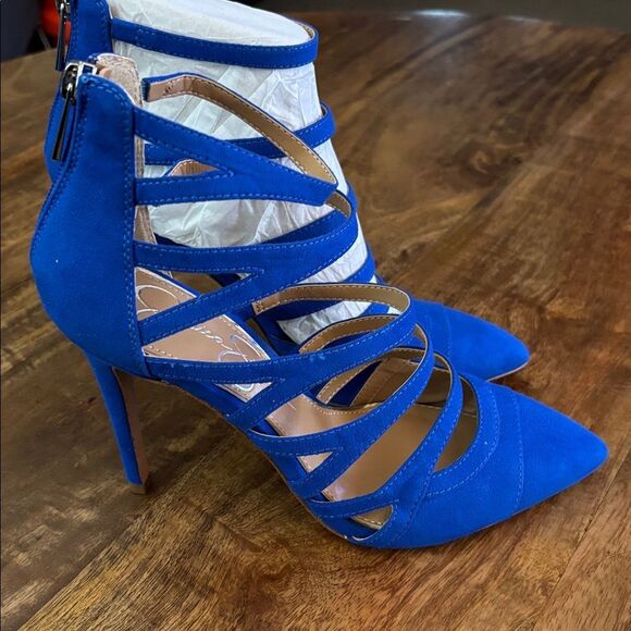 Jessica Simpson Parminda Royal Blue Pointed Toe Stiletto Heeled Strappy Pumps - Picture 7 of 9